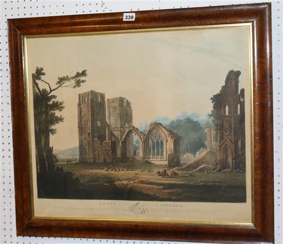 19th Century watercolour & a print(-)